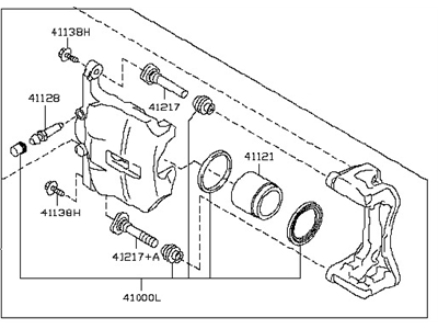 Nissan 41011-JE00A CALIPER Assembly-Front LH,W/O Pads Or SHIMS