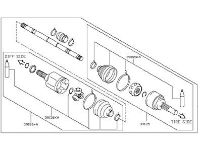 Nissan 39101-95B0A Shaft Assembly-Front Drive, LH