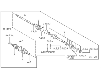 Nissan 39100-16E00 Shaft Front Drive