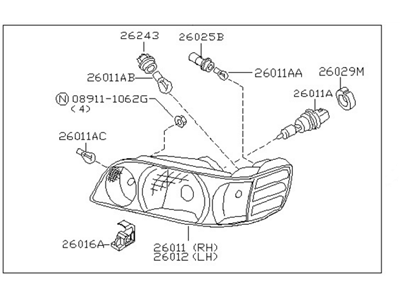 2000 Nissan Altima Headlight - 26010-0Z825