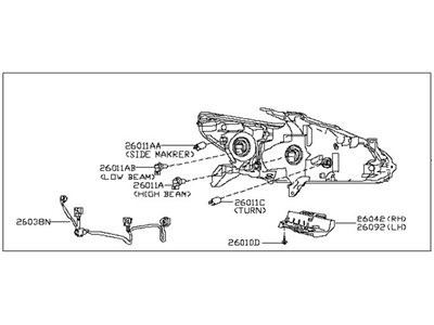 Nissan 26010-9HS2A Passenger Side Headlight Assembly