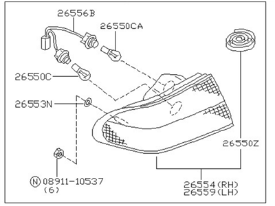 1997 Nissan 200SX Tail Light - 26550-1M225