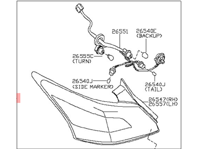 Nissan 26550-9N00B Lamp Assembly-Rear Combination,RH