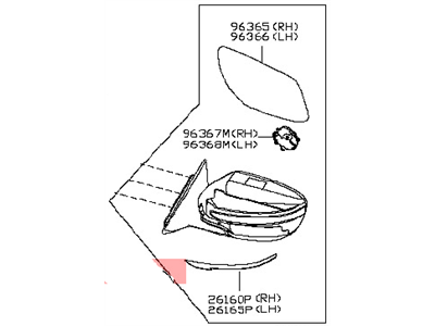 Nissan 96301-9TB0C Mirror Assembly-RH