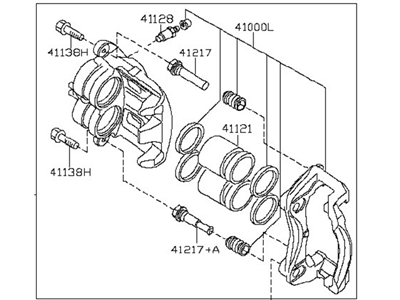 Nissan 41001-3JA0C CALIPER Assembly-Front RH,W/O Pad & SHIM