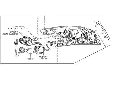 Nissan 26555-3TA0B Lamp Assembly-Rear Combination LH