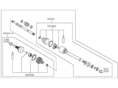 2008 Nissan Versa Axle Shaft - 39100-EL10A