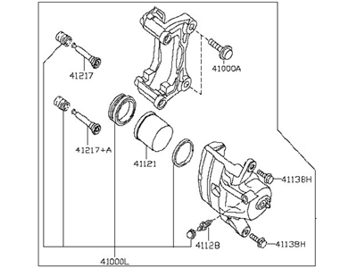 Nissan 41001-ZX00A CALIPER Assembly-Front RH, W/O Pads Or SHIMS