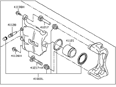 Nissan 41011-4BA0A CALIPER Assembly-Front LH, W/O Pads Or SHIMS