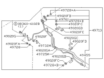 Nissan 49726-85E01 Hose & Tube Set-Power Steering