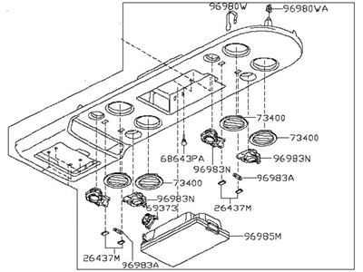 Nissan 96939-ZC02D Sub Console Assembly-Rear Over Head