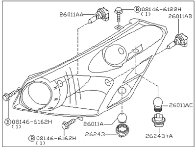 2008 Nissan Quest Headlight - 26060-5Z001