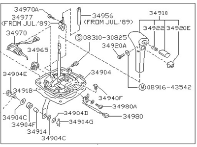 1993 Nissan 240SX Automatic Transmission Shifter - 34901-54F00