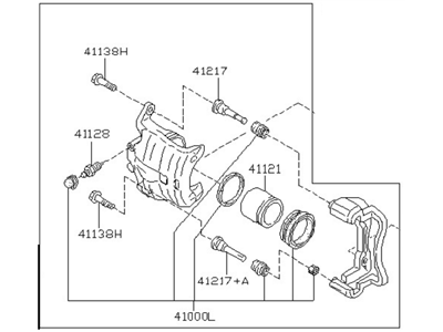 Nissan 41001-AU002 CALIPER Assembly-Front RH,W/O Pads Or SHIMS