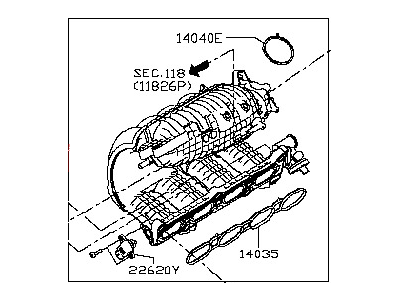 Nissan 14001-4BA0B Manifold Assy-Intake