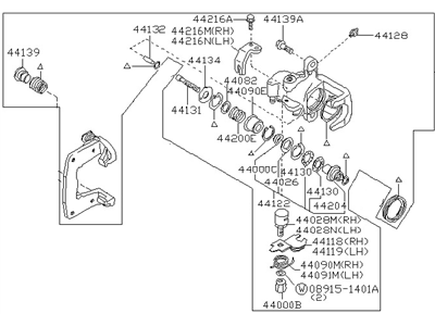 Nissan 44001-02P90 Brake-Rear RH