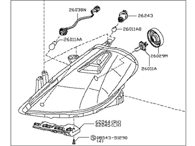 Nissan 26010-EM30A Passenger Side Headlight Assembly