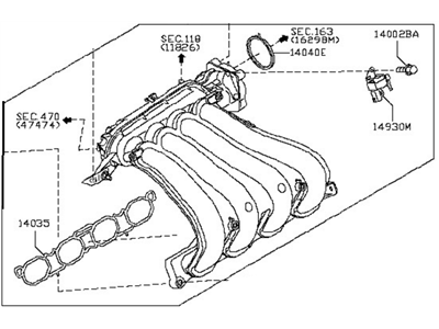 2010 Nissan Versa Intake Manifold - 14001-EL01A