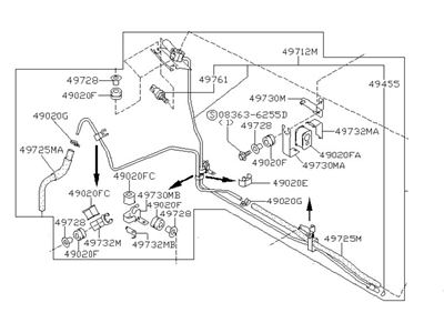 Nissan 49710-4L800 Hose & Tube Set-Power Steering