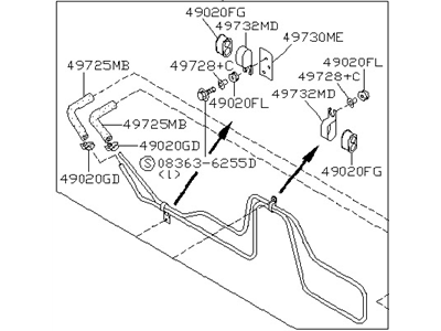 1993 Nissan Altima Power Steering Hose - 49790-2B000