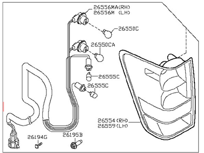 Nissan 26550-ZH216 Lamp Assembly-Rear Combination,RH