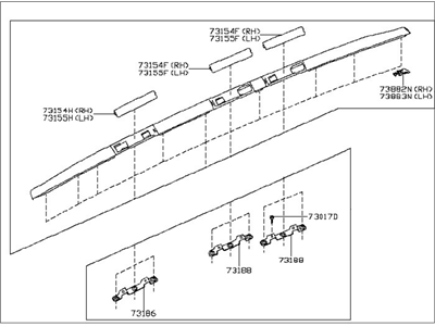 Nissan 73821-5AA1B Roof Rack Assembly RH