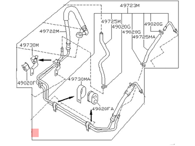 Nissan 49710-9Z016 Hose & Tube Set-Power Steering