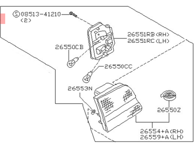 Nissan 26555-0L726 Lamp Assembly-Rear Combination,LH