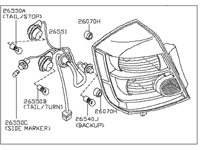 Nissan 26550-ZT50B Lamp Re Combination RH