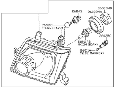 Nissan 26010-ZL00A Passenger Side Headlight Assembly