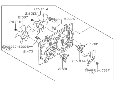 Nissan 21481-5U001 Motor & Fan Assy-With Shroud