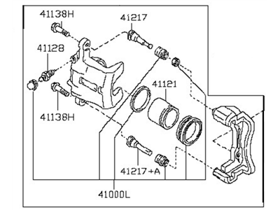 Nissan 41001-3SG0A CALIPER Assembly-Front RH,W/O Pad & SHIM