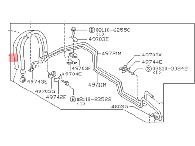 1986 Nissan Sentra Power Steering Hose - 49710-02A10