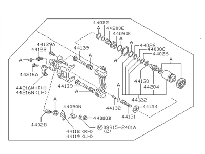 Nissan 44001-1Z300 CALIPER Assembly-Rear RH,W/O Pads Or SHIMS