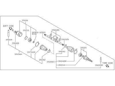 Nissan 39101-55E02 Shaft Assembly-Front Drive,L