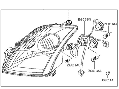 Nissan 26010-5SA0A Headlamp Assembly-Passenger Side