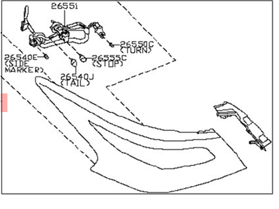Nissan 26550-9HS0A Combination Lamp Assy-Rear,RH