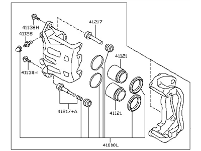 Nissan 41001-1EA4A CALIPER Assembly-Front RH, W/O Pads Or SHIMS