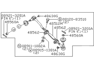 1986 Nissan 720 Pickup Tie Rod End - 48630-01W00