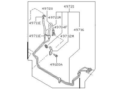 1988 Nissan Hardbody Pickup (D21) Power Steering Hose - 49710-32G00