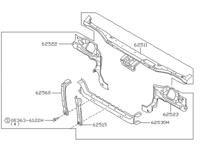 1996 Nissan 240SX Radiator Support - 62500-80F00