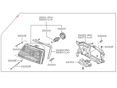 Nissan 26011-D1600 Passenger Side Headlight Assembly