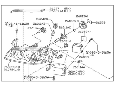 Nissan 26060-2Y926 Driver Side Headlight Assembly