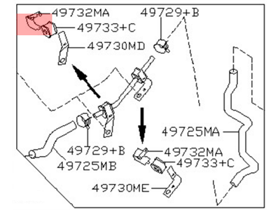 Nissan 49721-4W010 Hose & Tube Assy-Power Steering