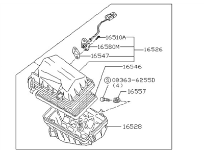 1994 Nissan Axxess Air Filter Box - 16500-30R01