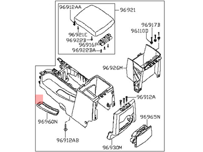 Nissan 96910-9BL2A Console Floor BRN