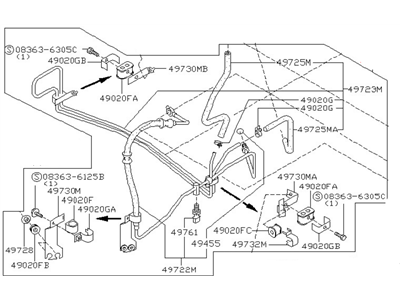 Nissan 49710-70F00 Hose & Tube Set-Power Steering