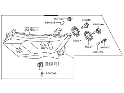 Nissan 26010-1JR0A Headlamp Assembly-Passenger Side