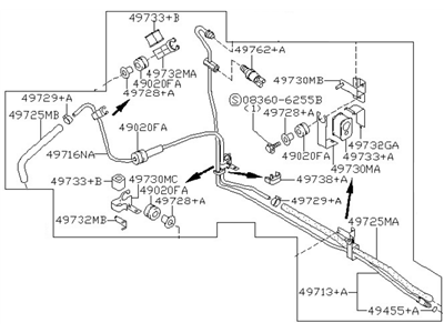 2000 Nissan Maxima Power Steering Hose - 49710-2Y900