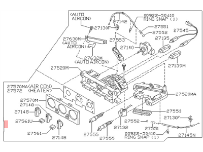 2003 Nissan Pathfinder A/C Switch - 27500-4W900